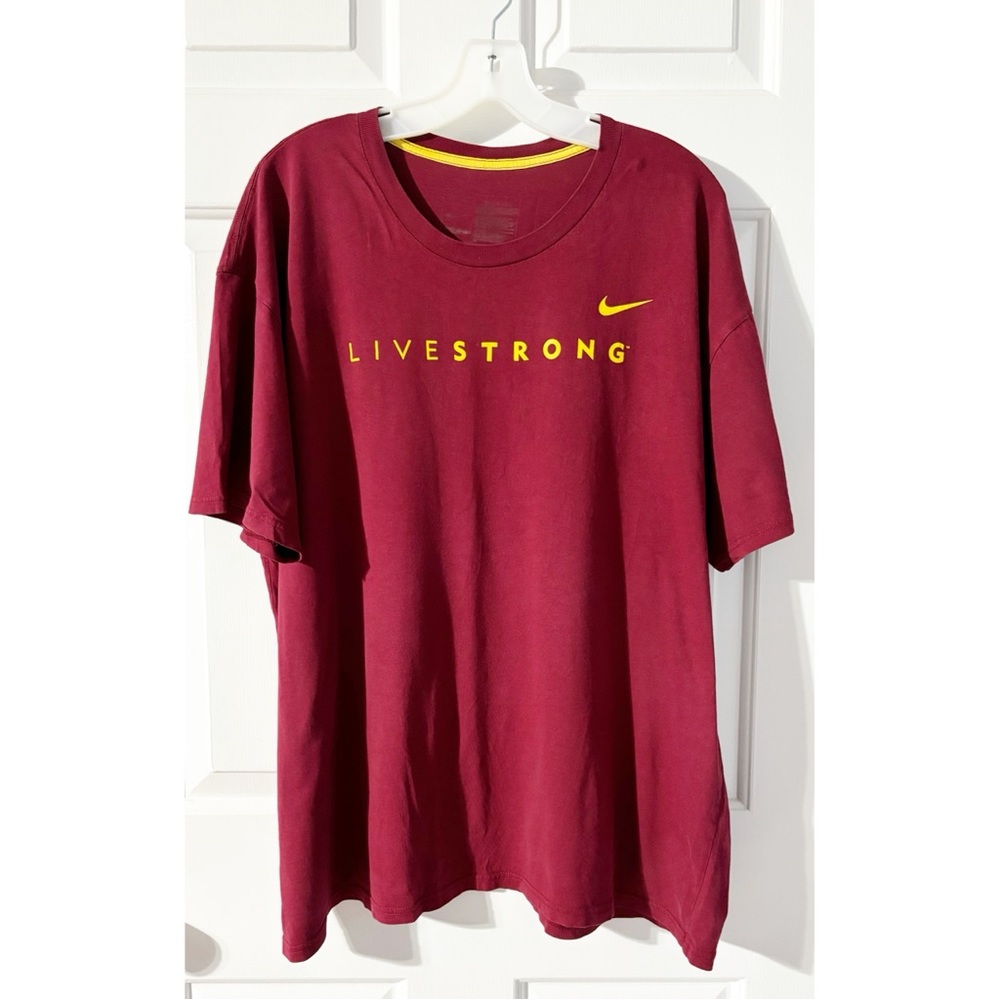 Men’s Nike “Live Strong” Burgundy T-Shirt, Size 2X